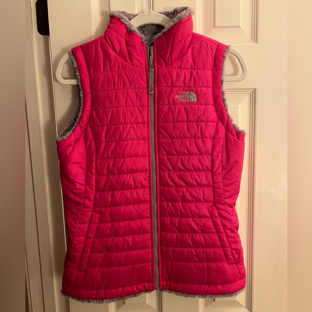 Hot Pink & Grey North Face Vest | Size S